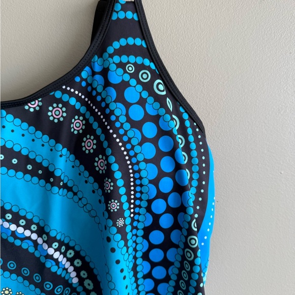 Blue and Black Tankini Top Swim Camisole - Picture 4 of 8